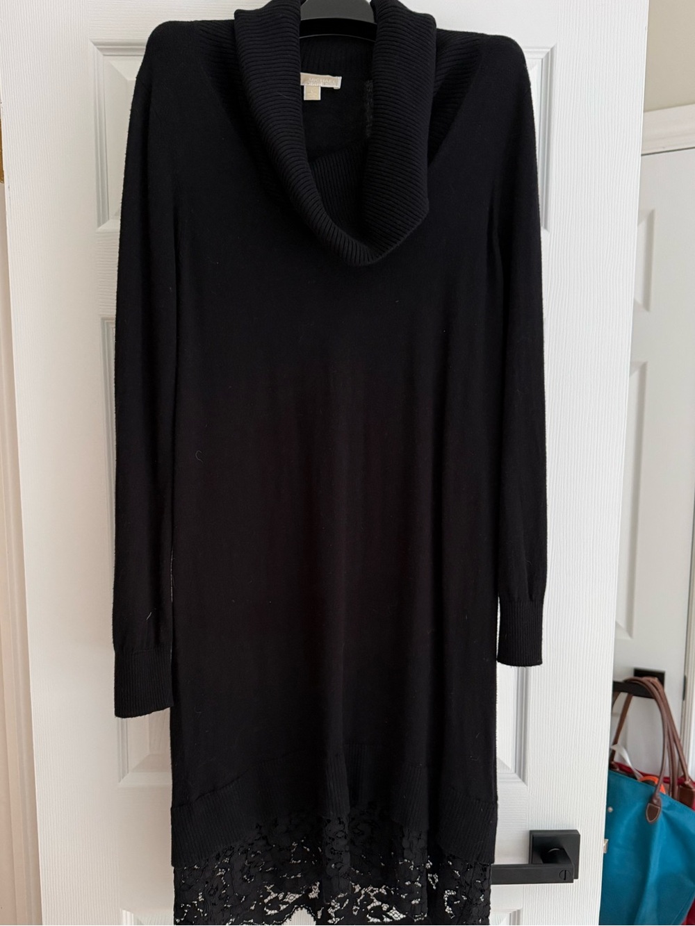 Michael Kors Black Ribbed Knit Sweater Dress